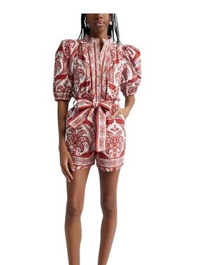 FARM Rio Tropical Cameo Off-White Cotton Romper NWT Size XL